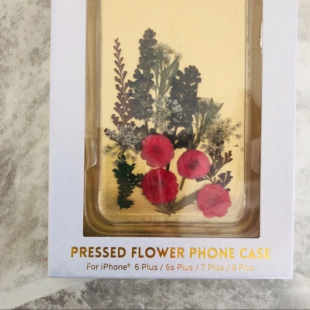 NWT LMNT pressed real flowers protective iPhone case 6 & 6s 7 & 8 plus